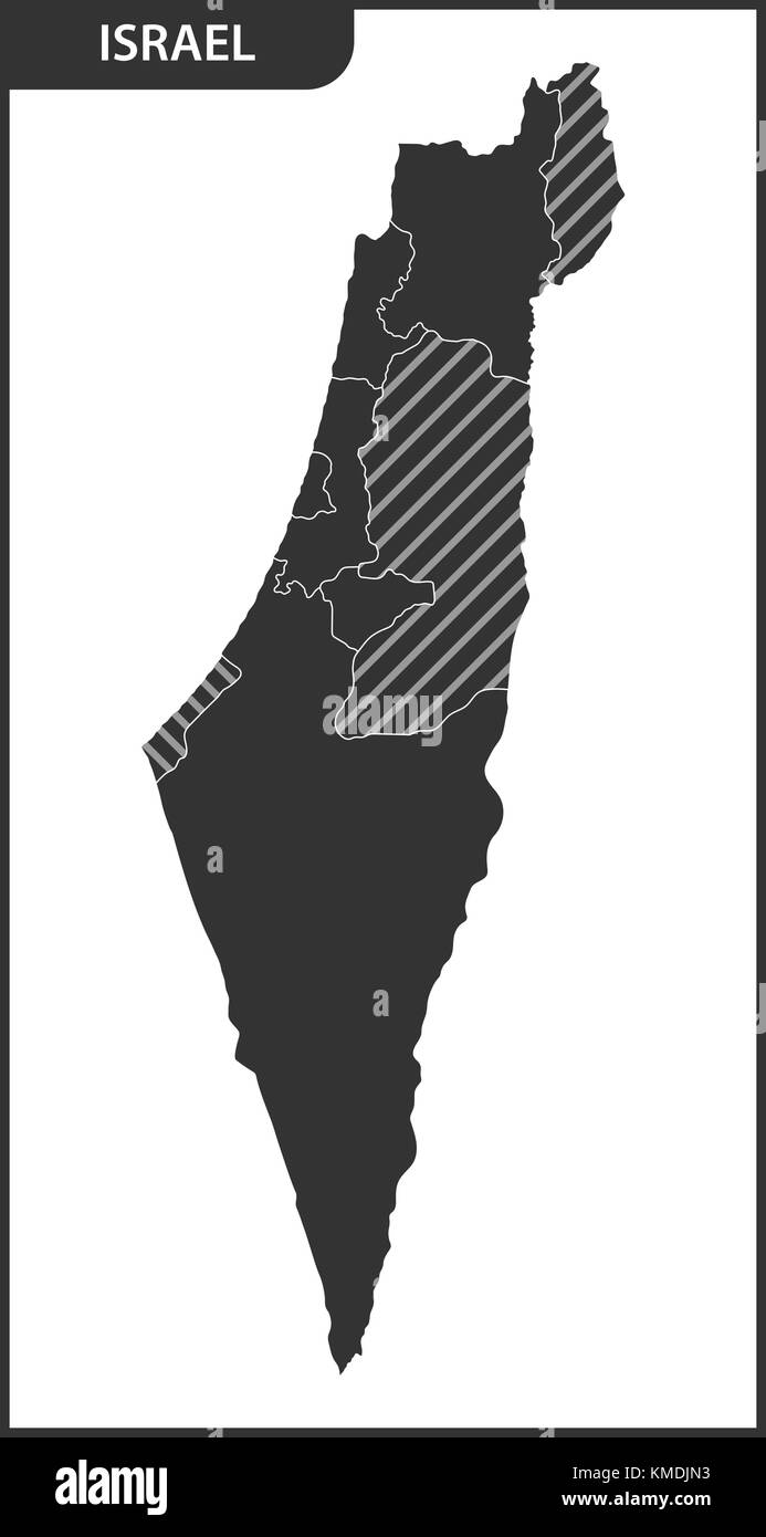 La carte détaillée de l'Israël avec les régions Illustration de Vecteur