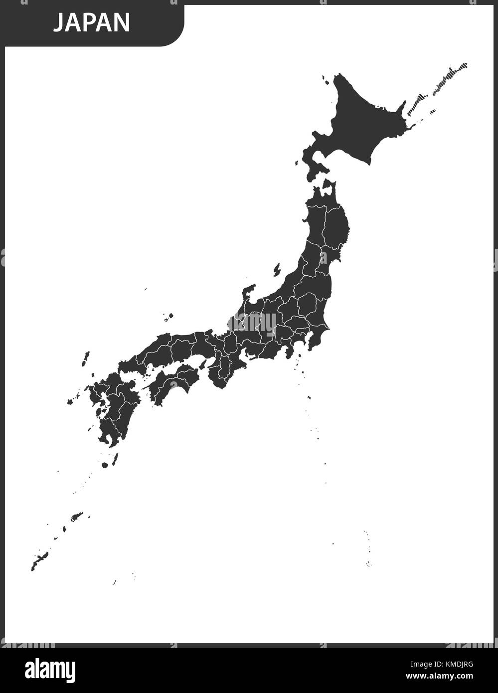 La carte détaillée du Japon avec les régions. Illustration de Vecteur