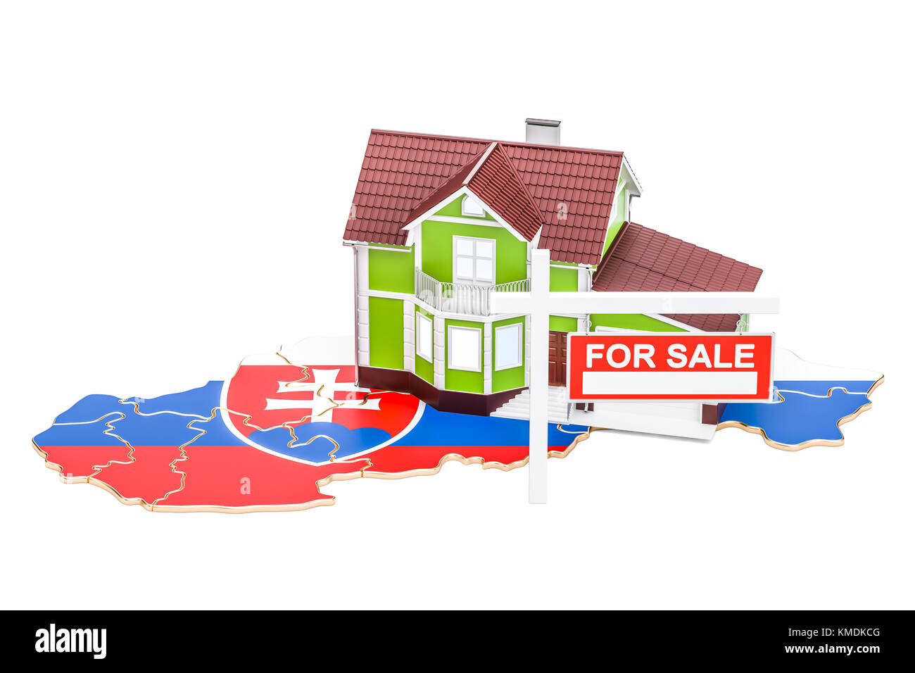 Propriété à vendre et à louer en Slovaquie, rendu 3D concept Banque D'Images