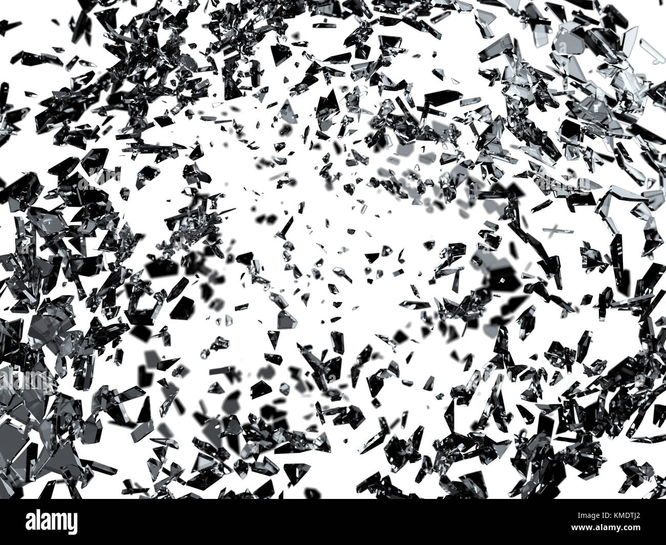 Morceaux de verre fissuré ou fractionnés sur blanc Banque D'Images