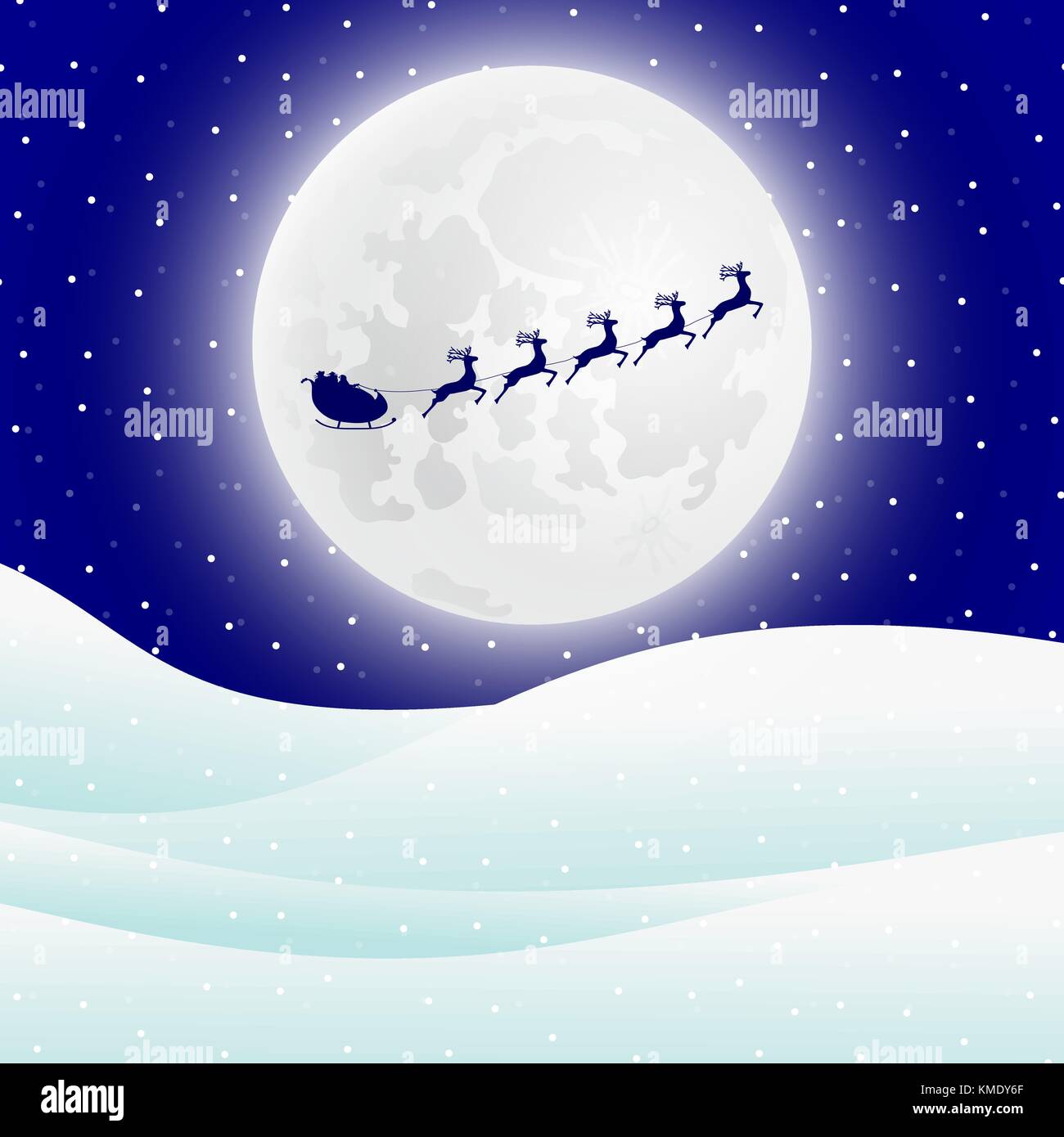 En renne du Père Noël en traîneau avec faisceau pour Noël Illustration de Vecteur