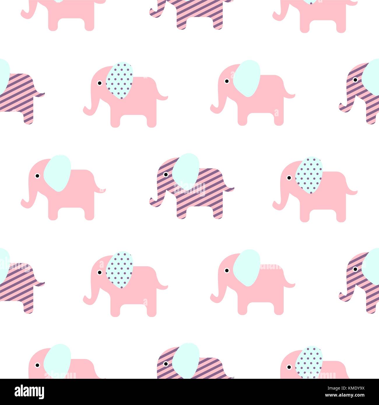 Elephant Mignon Bebe Cartoon Modele Homogene Image Vectorielle Stock Alamy