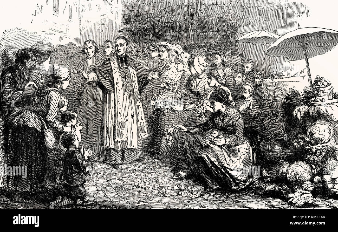 Une procession du Pape Grégoire XVI, 1765 - 1846, au cours de l'épidémie de choléra en Italie Banque D'Images