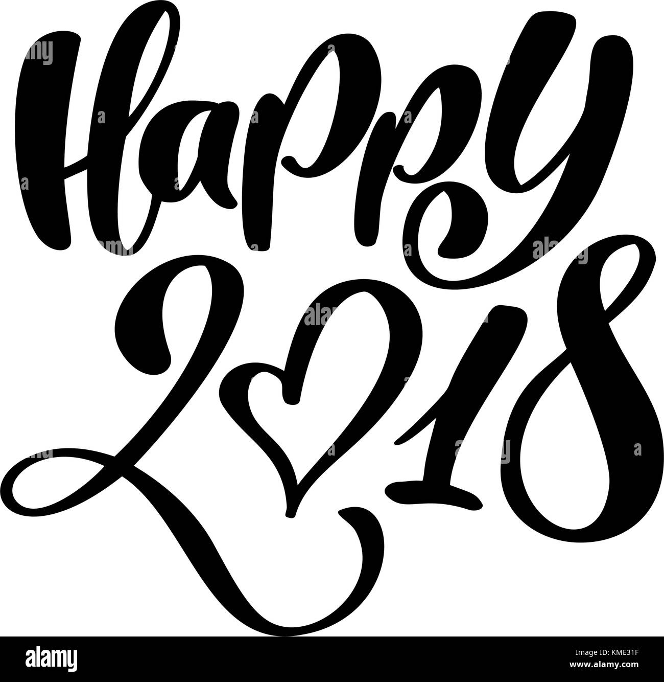 Bonne année 2018 à la main. texte lettrage calligraphie noël vecteur fait main. décor de carte de vœux, des superpositions de photos, t-shirt, impression flyer, affiches Illustration de Vecteur