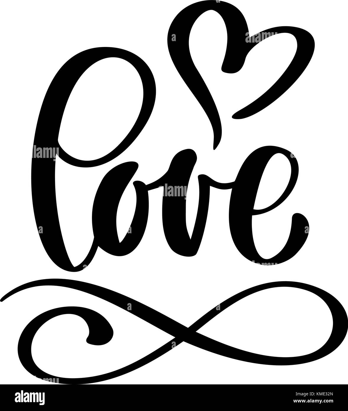 Inscription manuscrite d'amour et de coeur happy valentines day card, romantique devis pour concevoir des cartes de vœux, invitations, appartement de tatouage Illustration de Vecteur