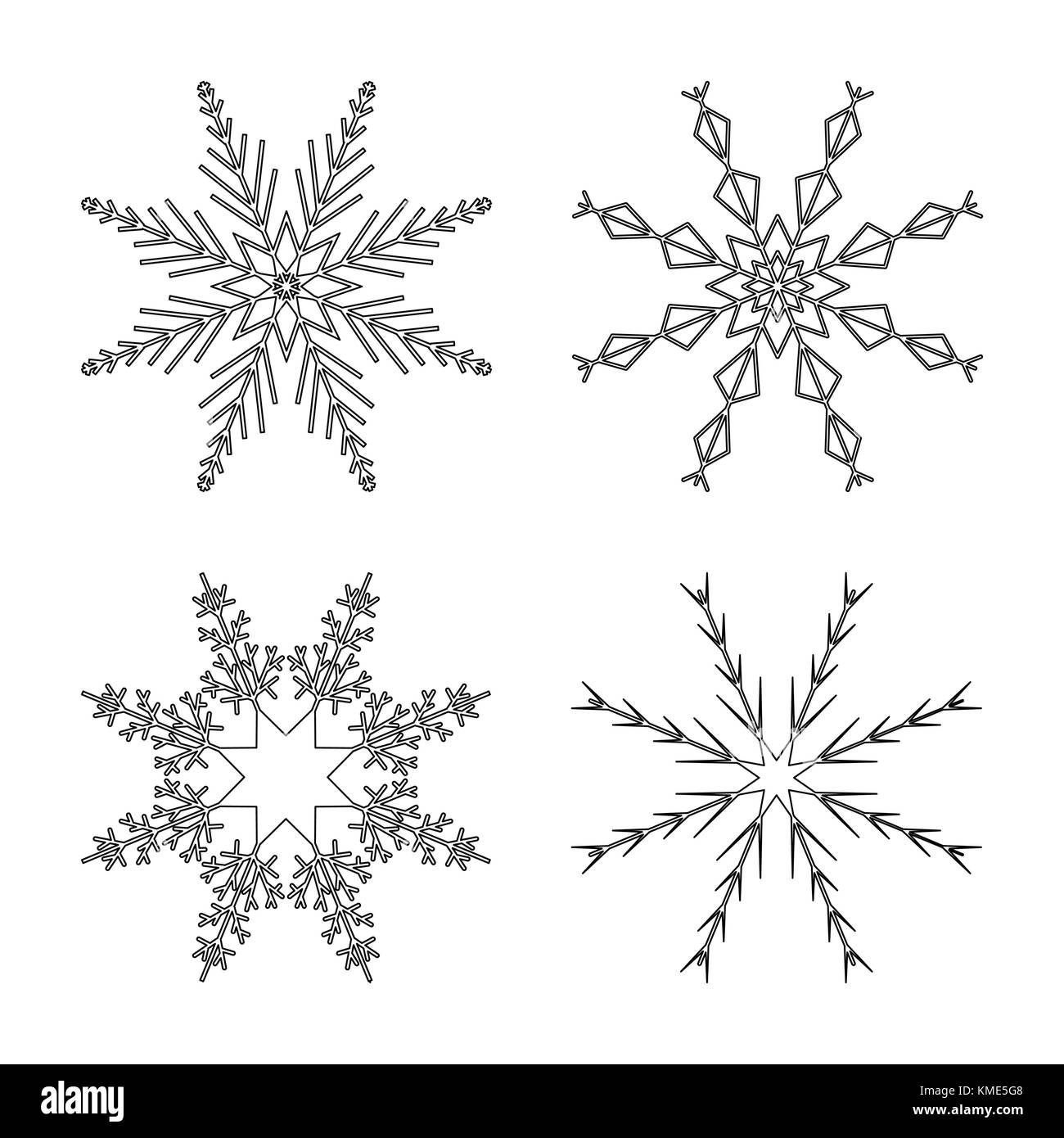 Set design flocon de contours pour noël isolé sur fond blanc Illustration de Vecteur