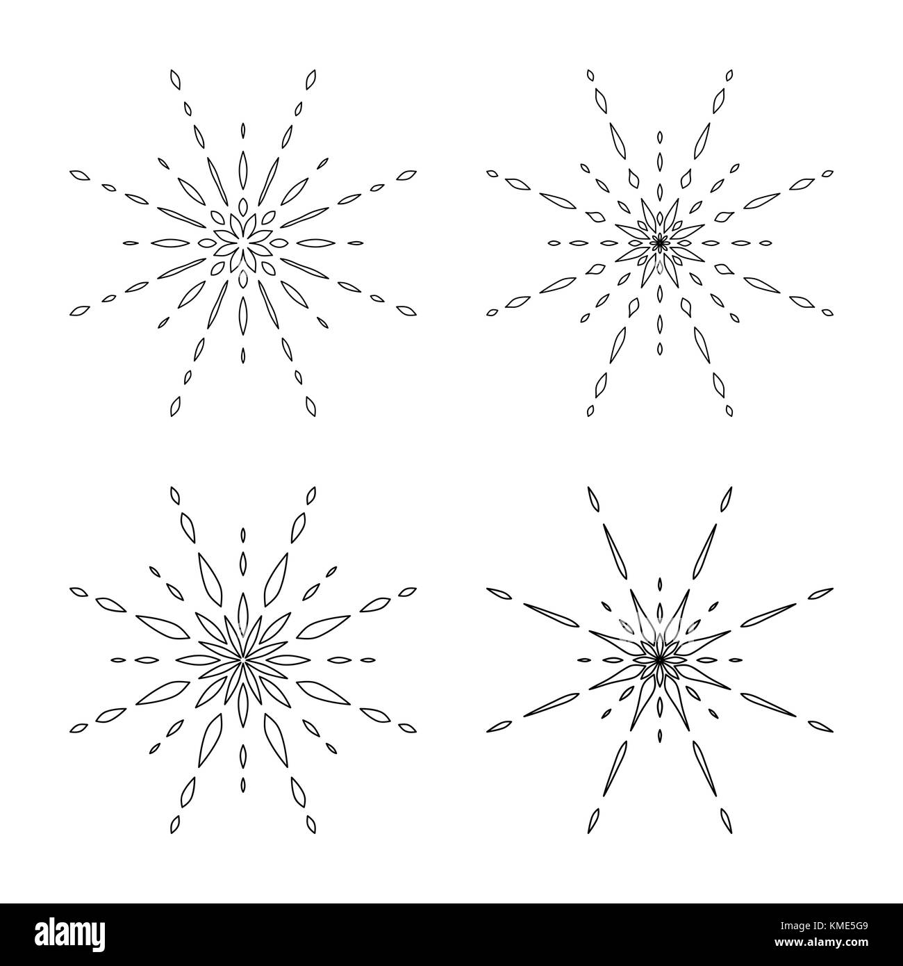 Set design flocon de contours pour noël isolé sur fond blanc Illustration de Vecteur