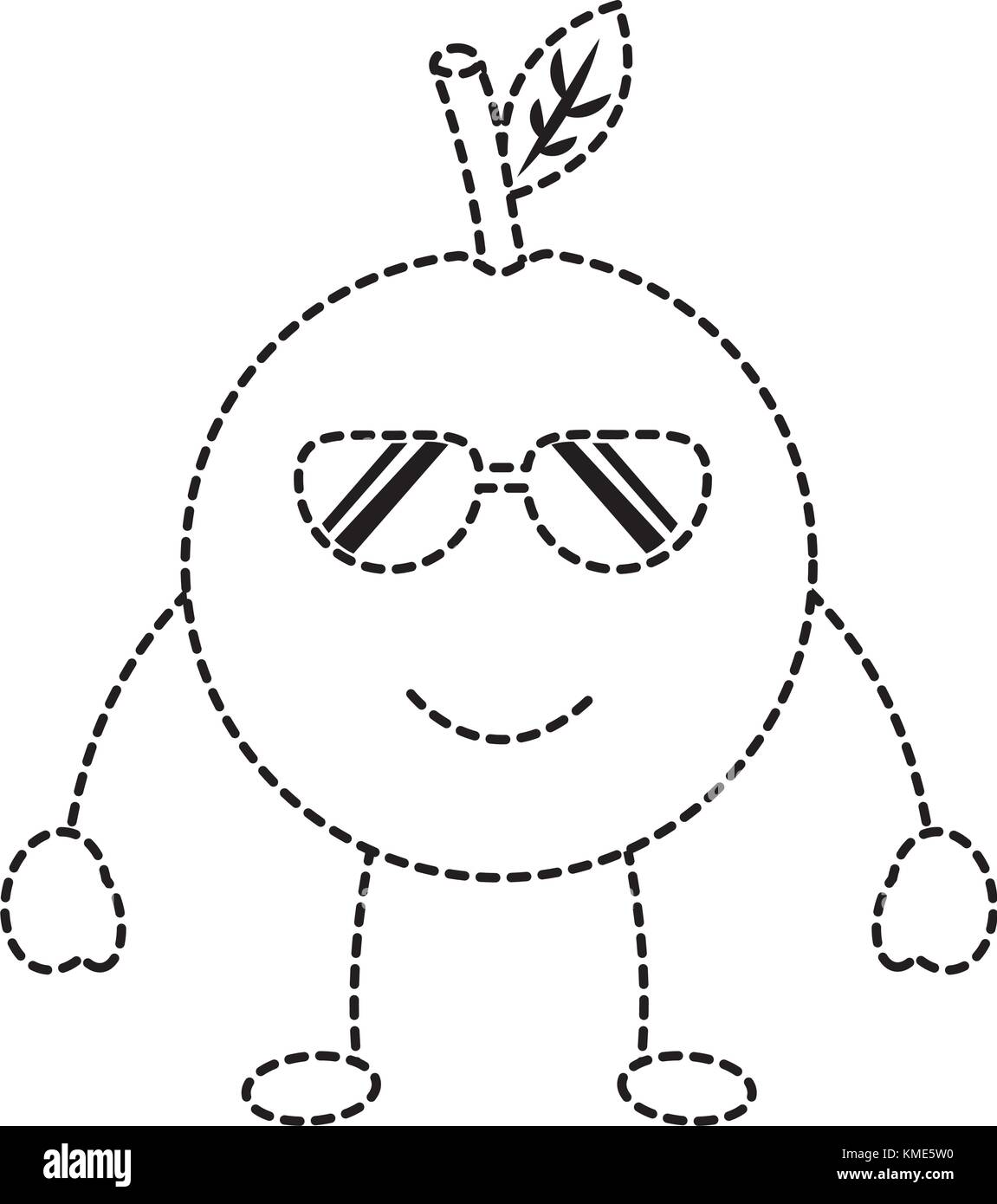 Le port de lunettes de soleil orange fruits heureux kawaii droit Illustration de Vecteur