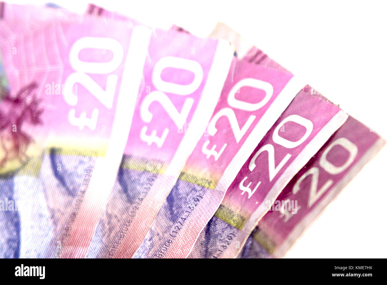Cent livres composé de cinq clydesdale bank notes de 20 livres Banque D'Images