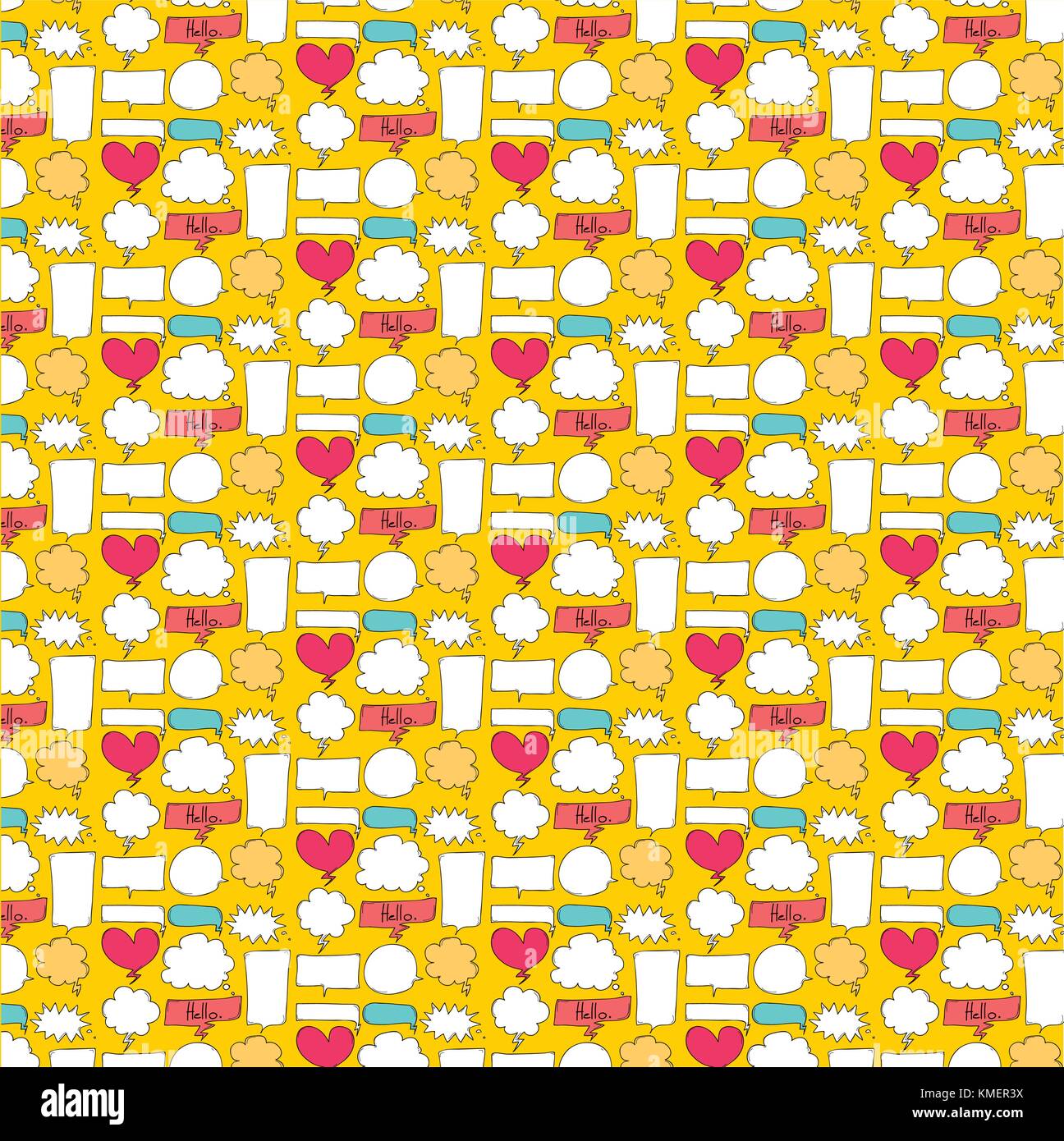 Bulle cute patterns à fond jaune. Illustration de Vecteur