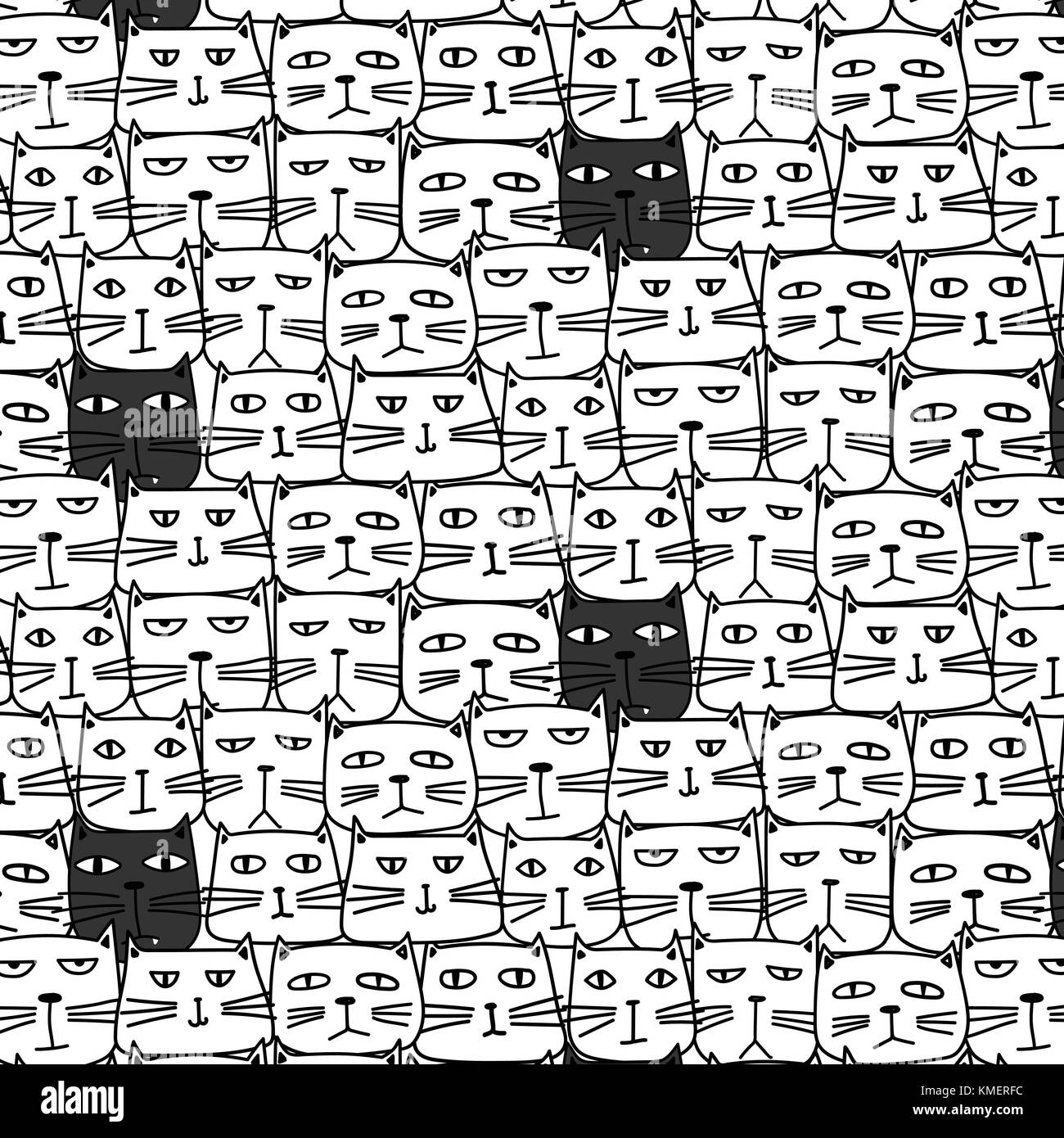 Les Chats Dessines A La Main Modele Vecteur Doodle Art Image Vectorielle Stock Alamy