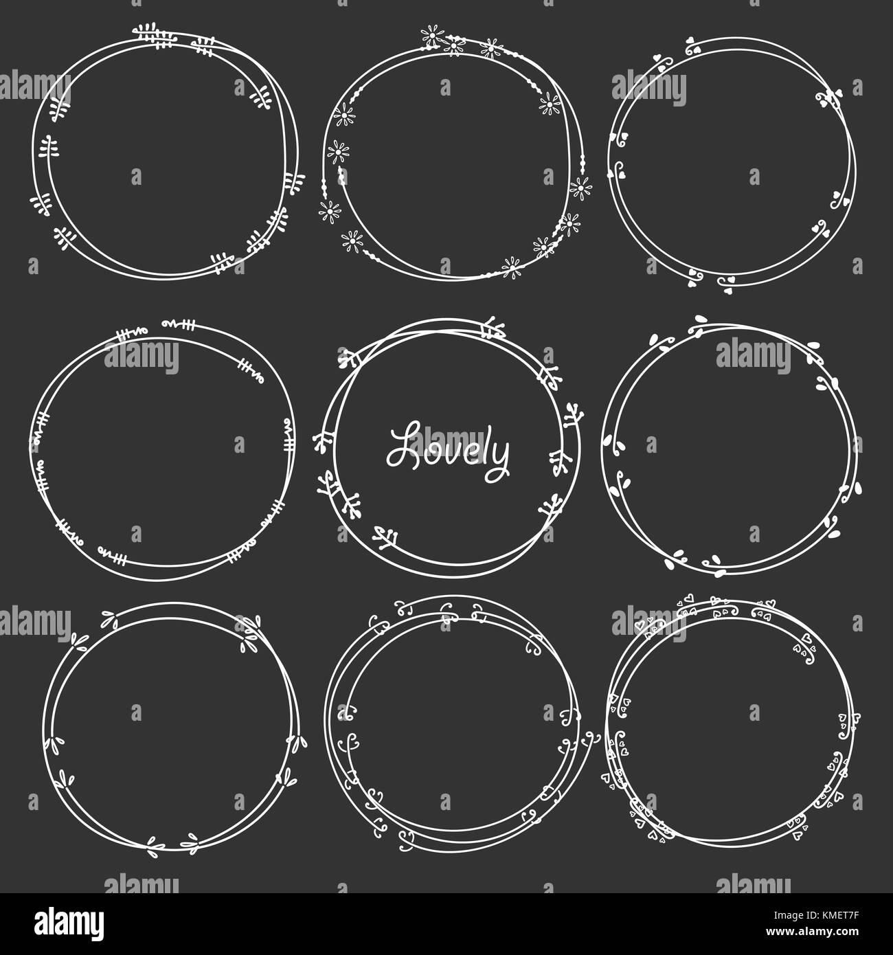 Vector set de cadres ronds séparateurs pour la décoration. vector illustration faite à la main. Illustration de Vecteur