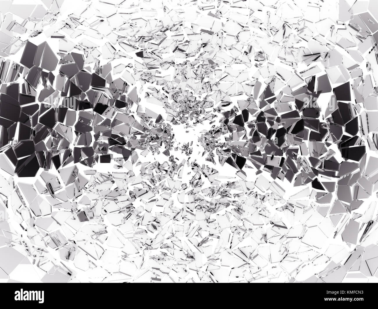 Morceaux de verre brisées ou fissurées sur blanc. grande résolution Banque D'Images