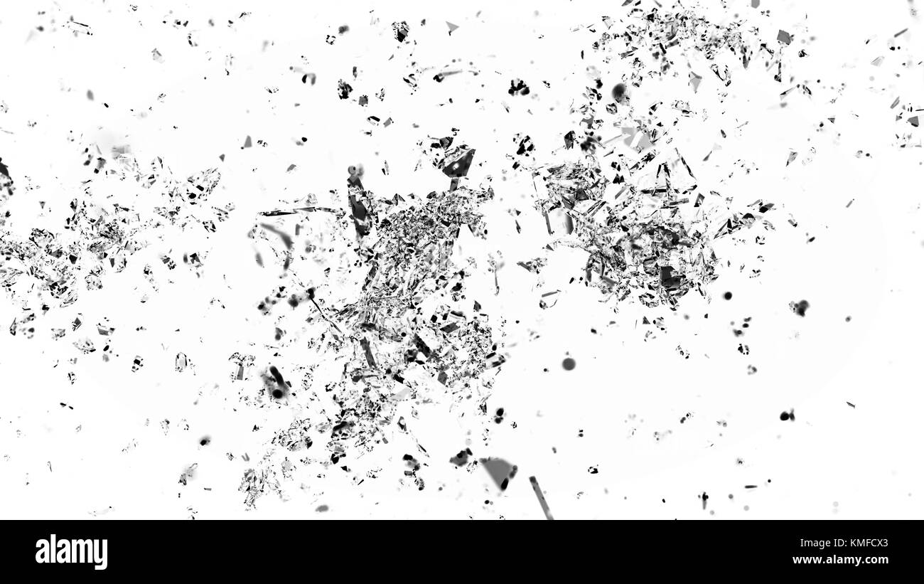 Verre brisé et fissuré sur blanc. grande résolution Banque D'Images