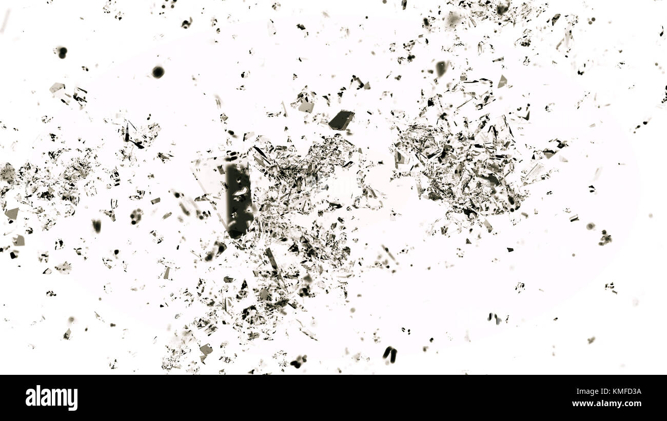 Morceaux de verre fissuré sur blanc. grande résolution Banque D'Images