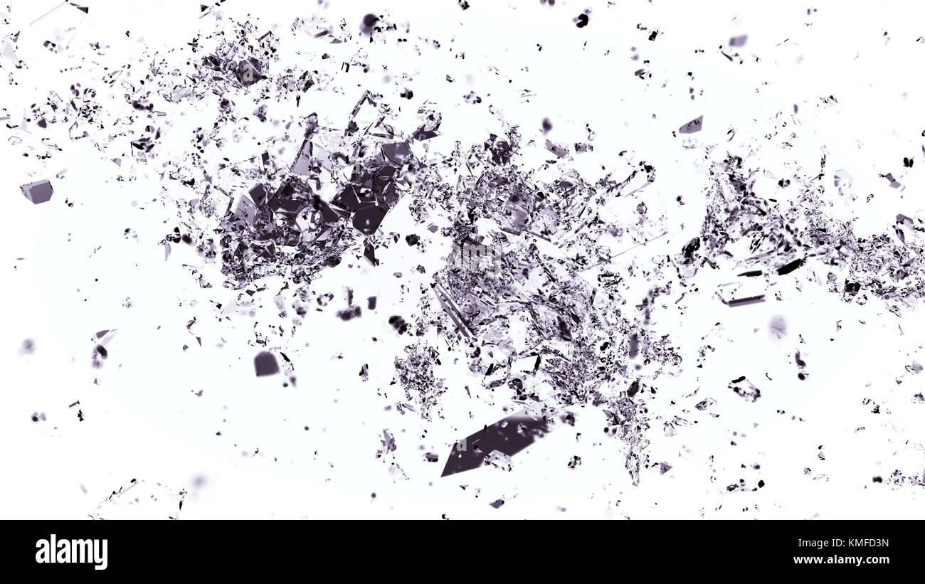 Des morceaux de verre brisé ou fissuré sur blanc. grande résolution Banque D'Images