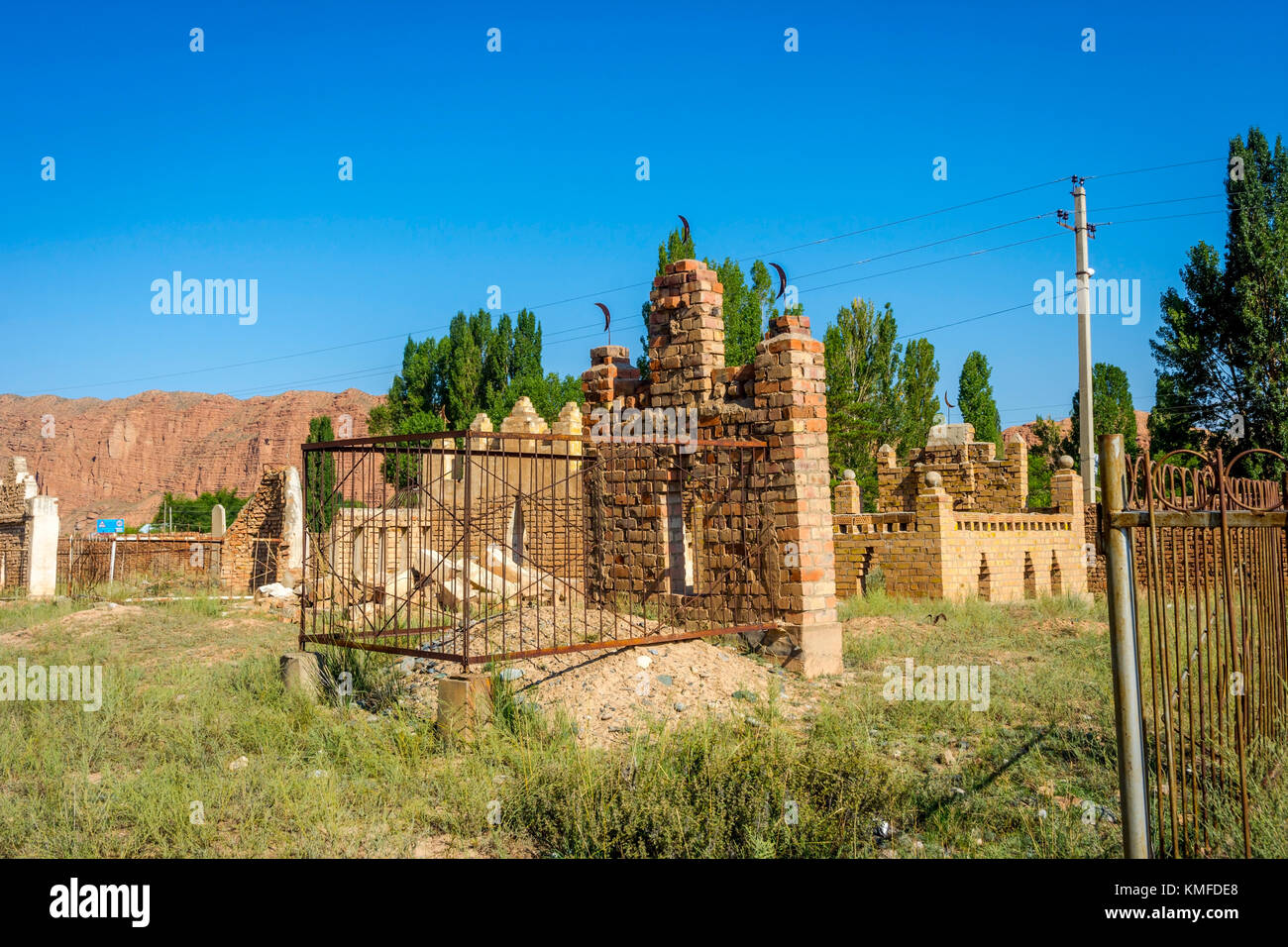 Les pierres tombales dans le vieux cimetière musulman, Naryn, Kirghizistan Banque D'Images