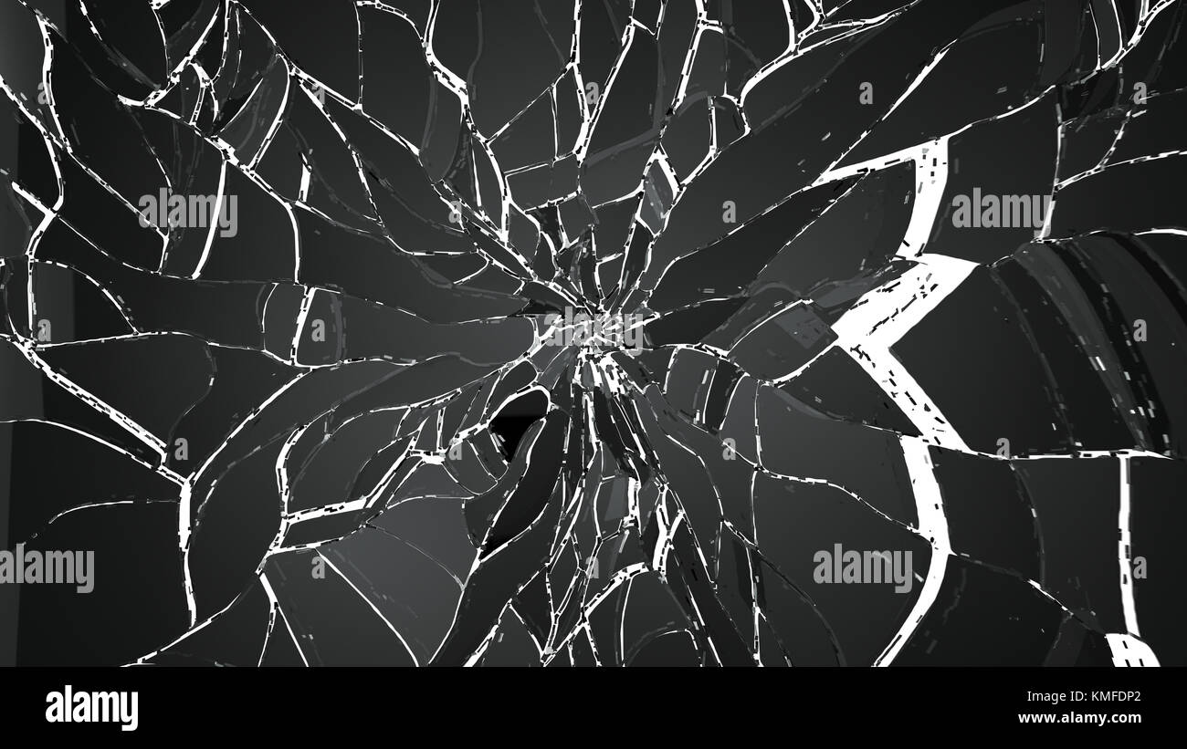 Verre cassé ou fissuré sur fond blanc. grande résolution Banque D'Images
