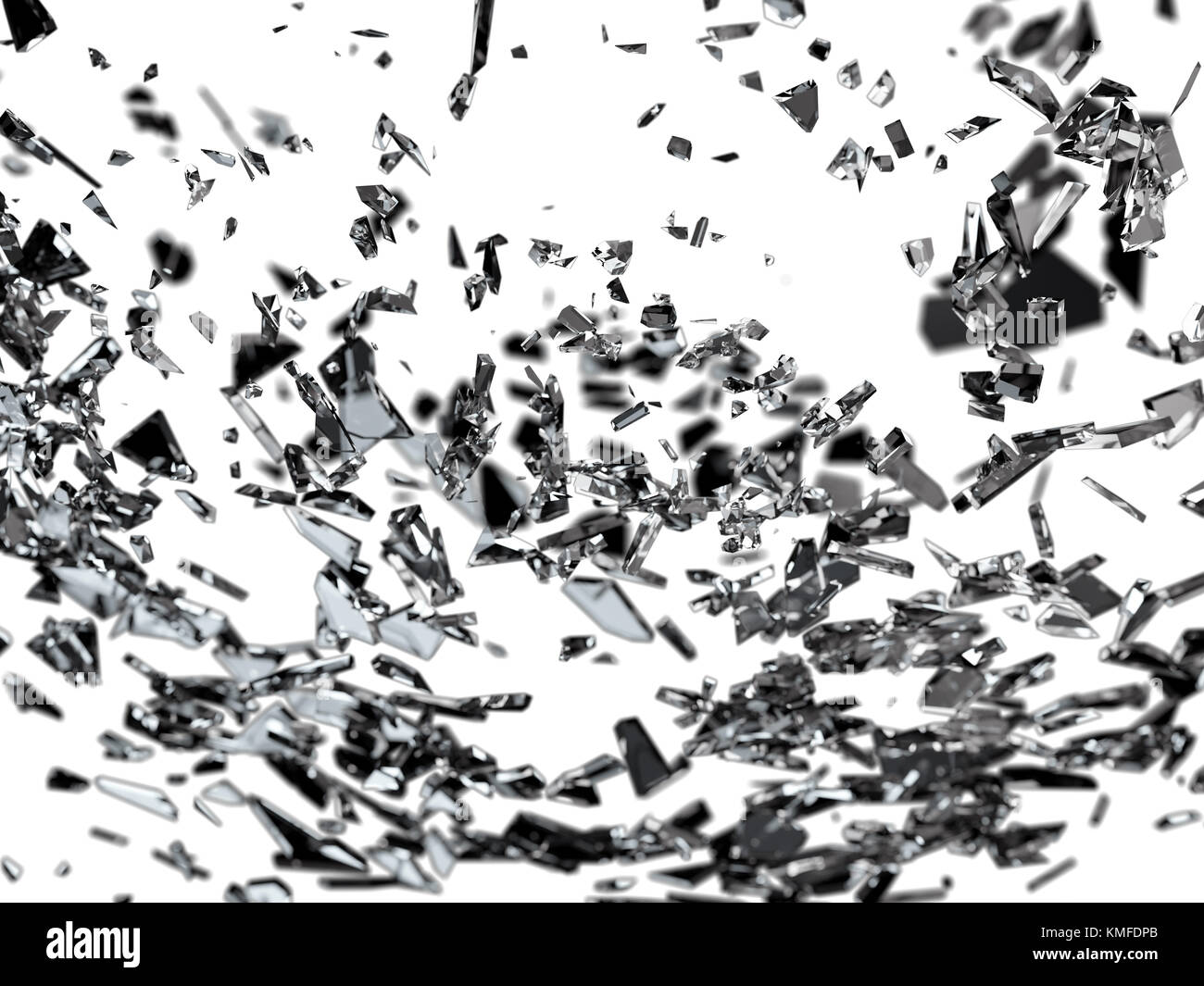 Détruits et verre craquelé blanc sur dof peu profondes Banque D'Images