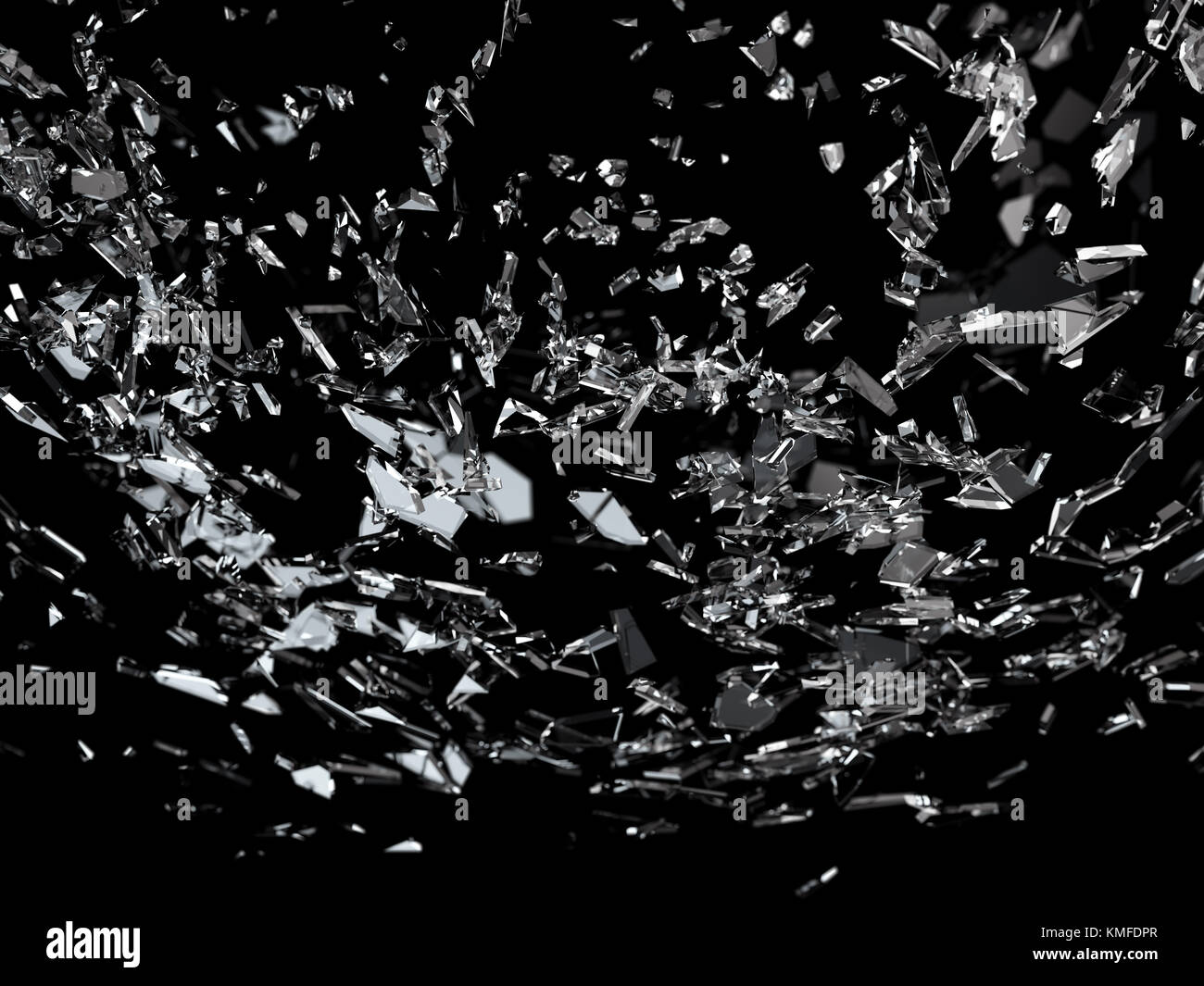 Morceaux de verre brisées ou fissurées sur noir. grande résolution Banque D'Images