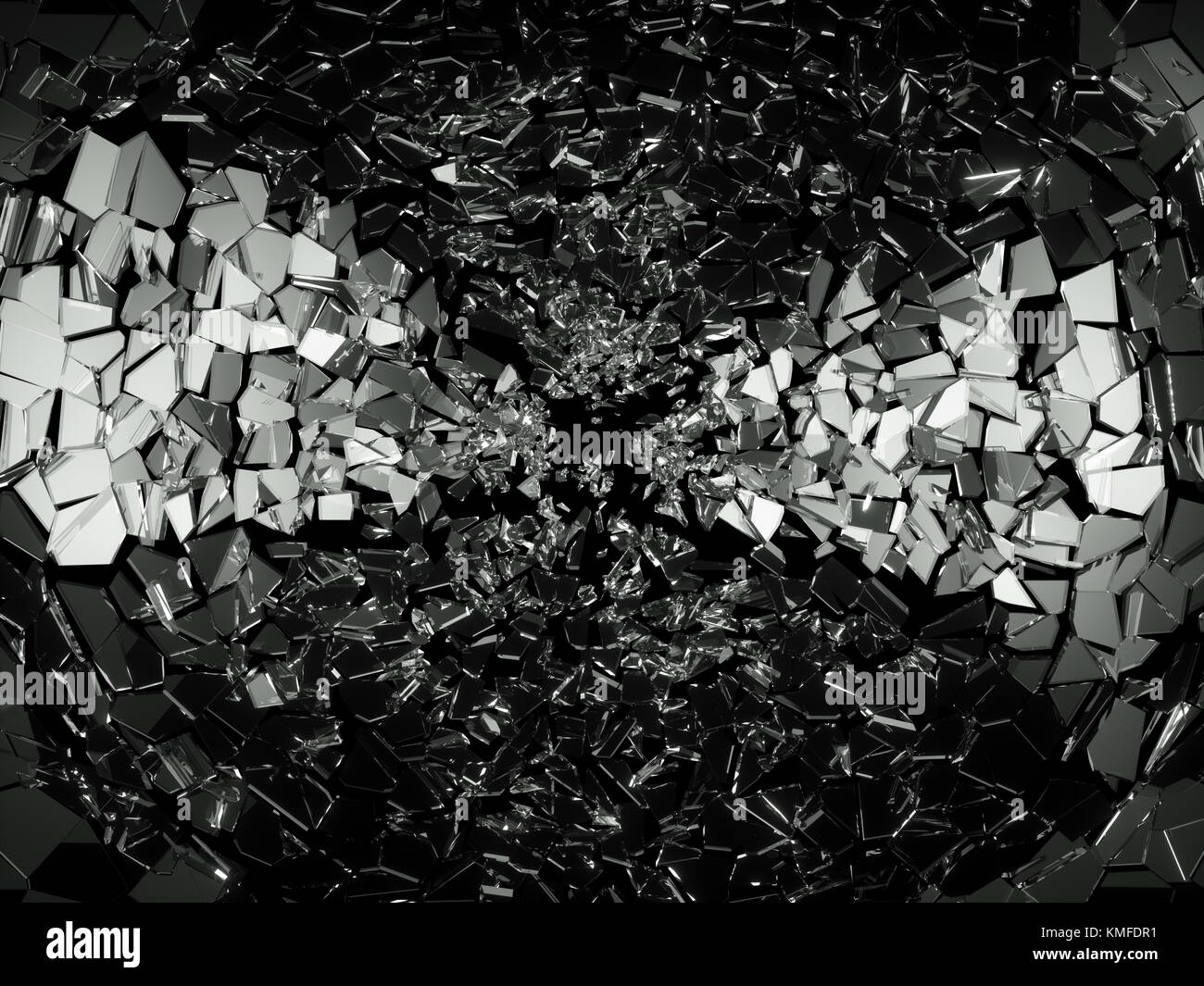 Morceaux de verre brisées ou fissurées sur noir. grande résolution Banque D'Images