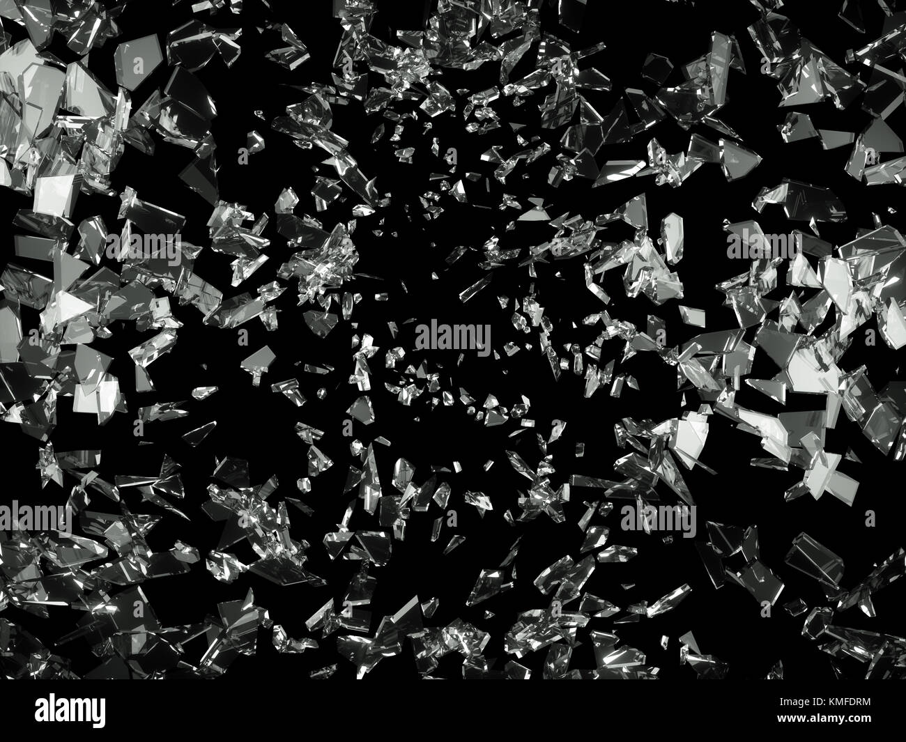 Morceaux de verre fissuré ou fractionnés sur noir. grande résolution Banque D'Images