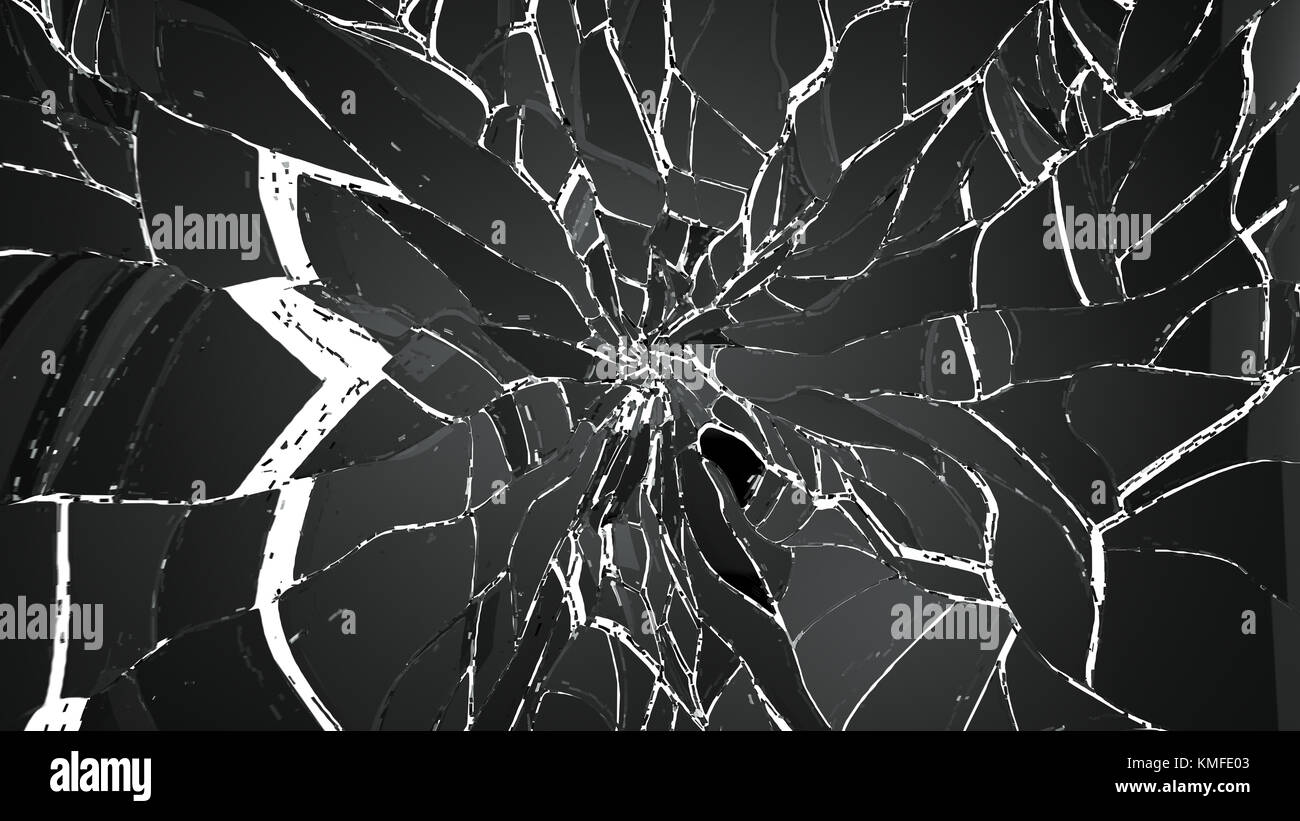 Éclats de verre concassé et grande résolution sur blanc. Banque D'Images