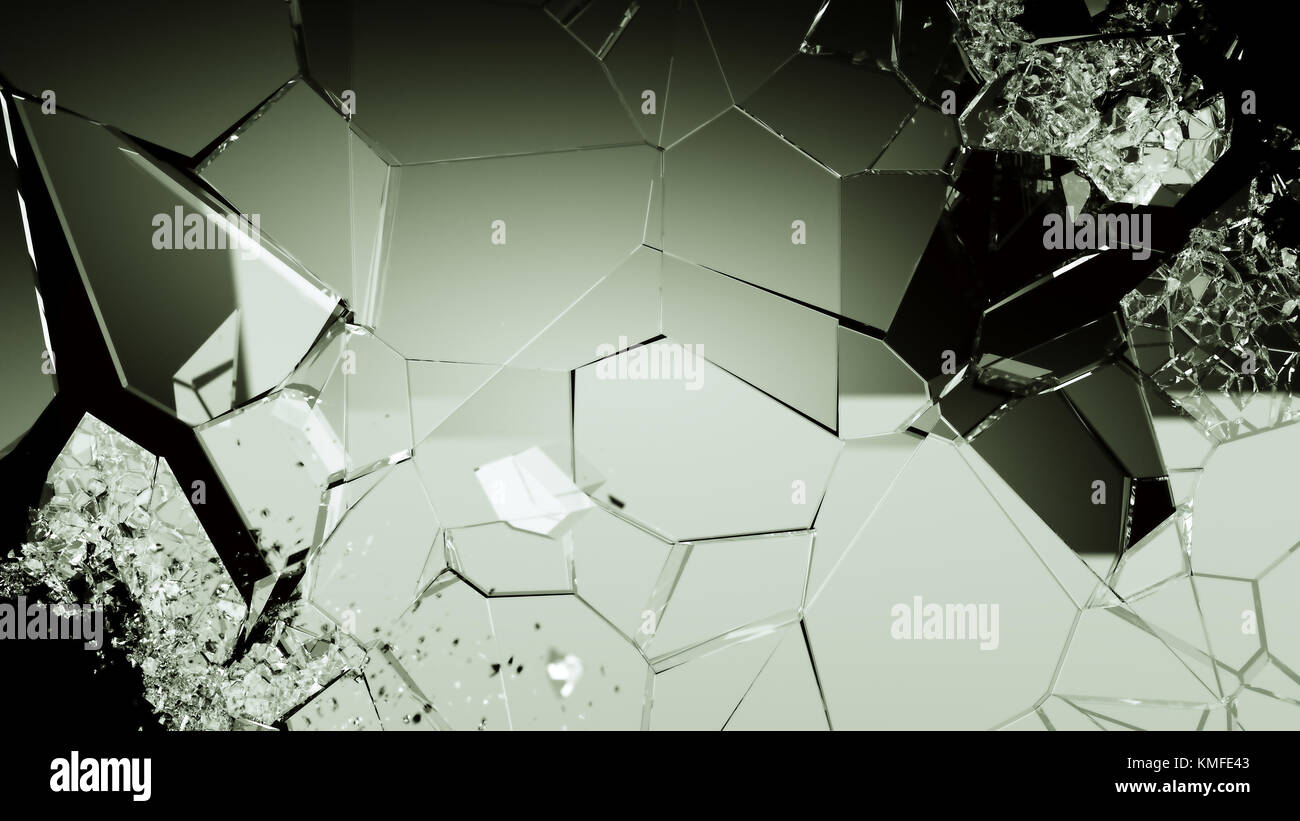Morceaux de verre fissuré ou fractionnés sur noir. grande résolution Banque D'Images