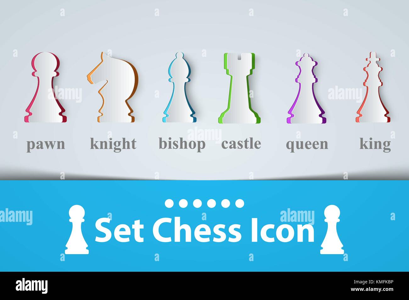 L'icône d'échecs le roi, la reine, l'évêque château pion chevalier Illustration de Vecteur