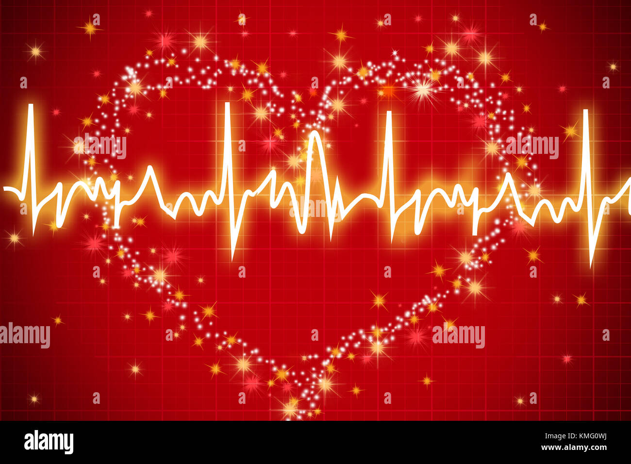 Cœur rouge avec courbe EKG et TEXTE D'AMOUR - saint Valentin jour Banque D'Images