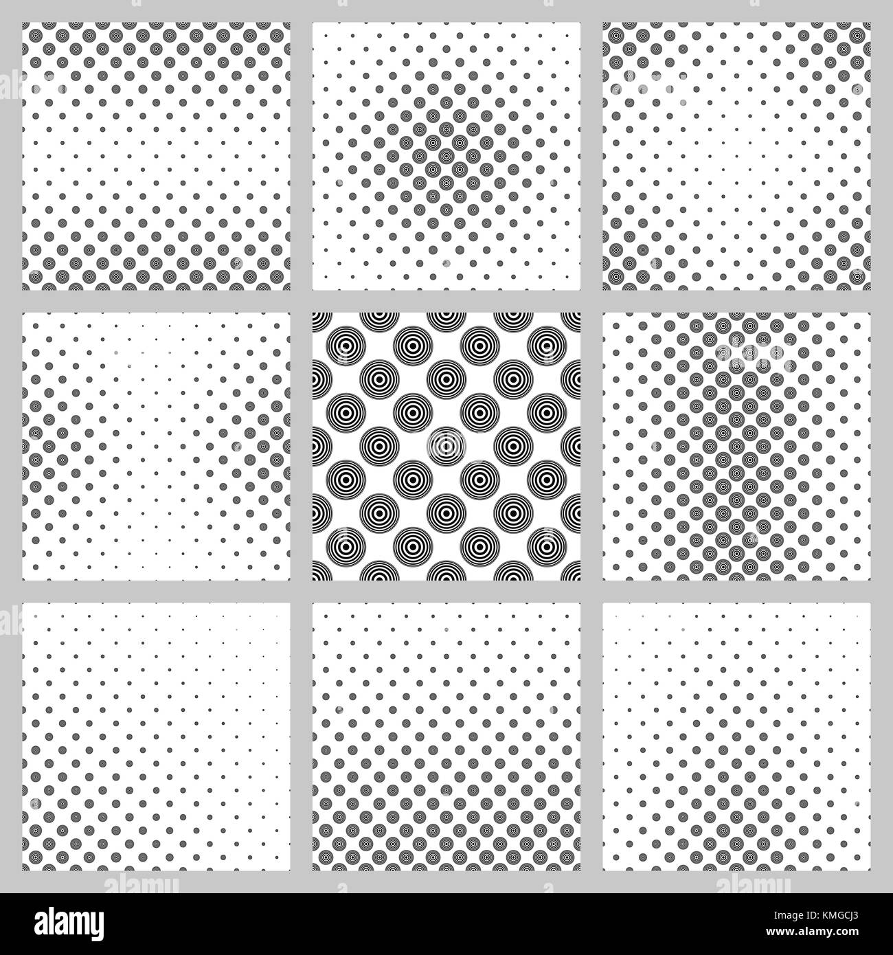 Seamless pattern design cercle monochrome set Illustration de Vecteur