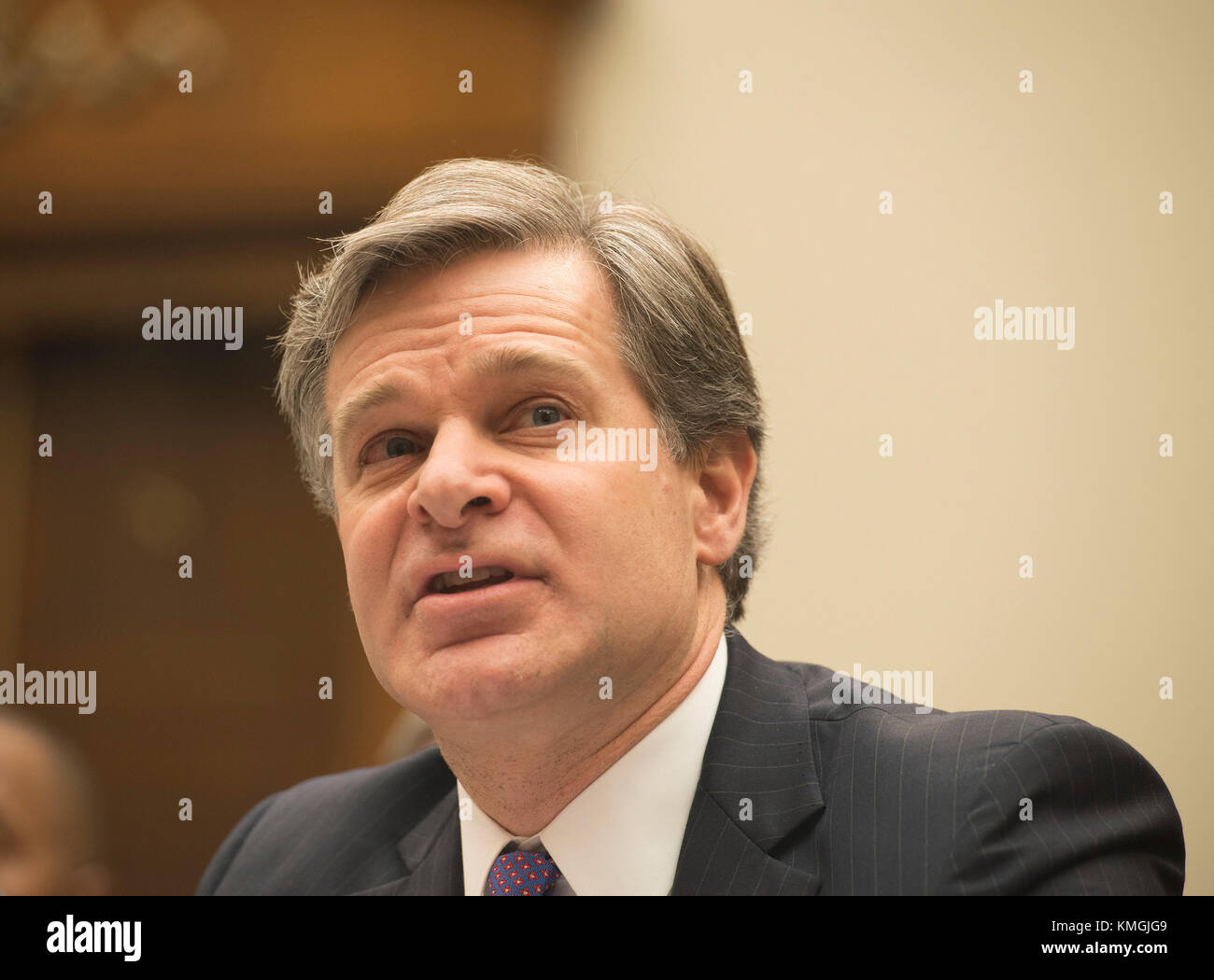 Washington DC, 7 décembre 2017, USA : le directeur du FBI, Christopher Wray témoigne à un comité judiciaire de la chambre sur l'état actuel du FBI et de ses enquêtes. Patsy lynch/Alamy crédit : patsy lynch/Alamy live news Banque D'Images