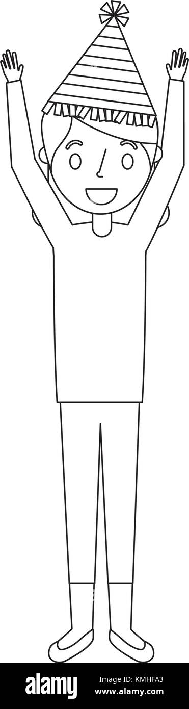 Femme âgée avec grand-mère party hat et les bras Illustration de Vecteur