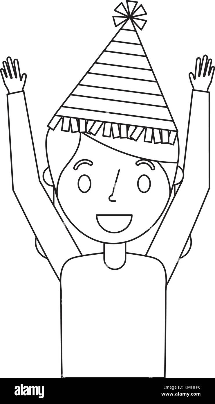 Femme âgée avec grand-mère party hat et les bras Illustration de Vecteur