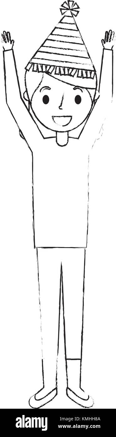 Femme âgée avec grand-mère party hat et les bras Illustration de Vecteur