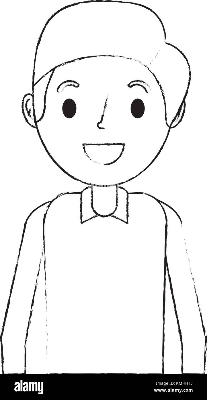 Cartoon smiling young man portrait de caractère Illustration de Vecteur