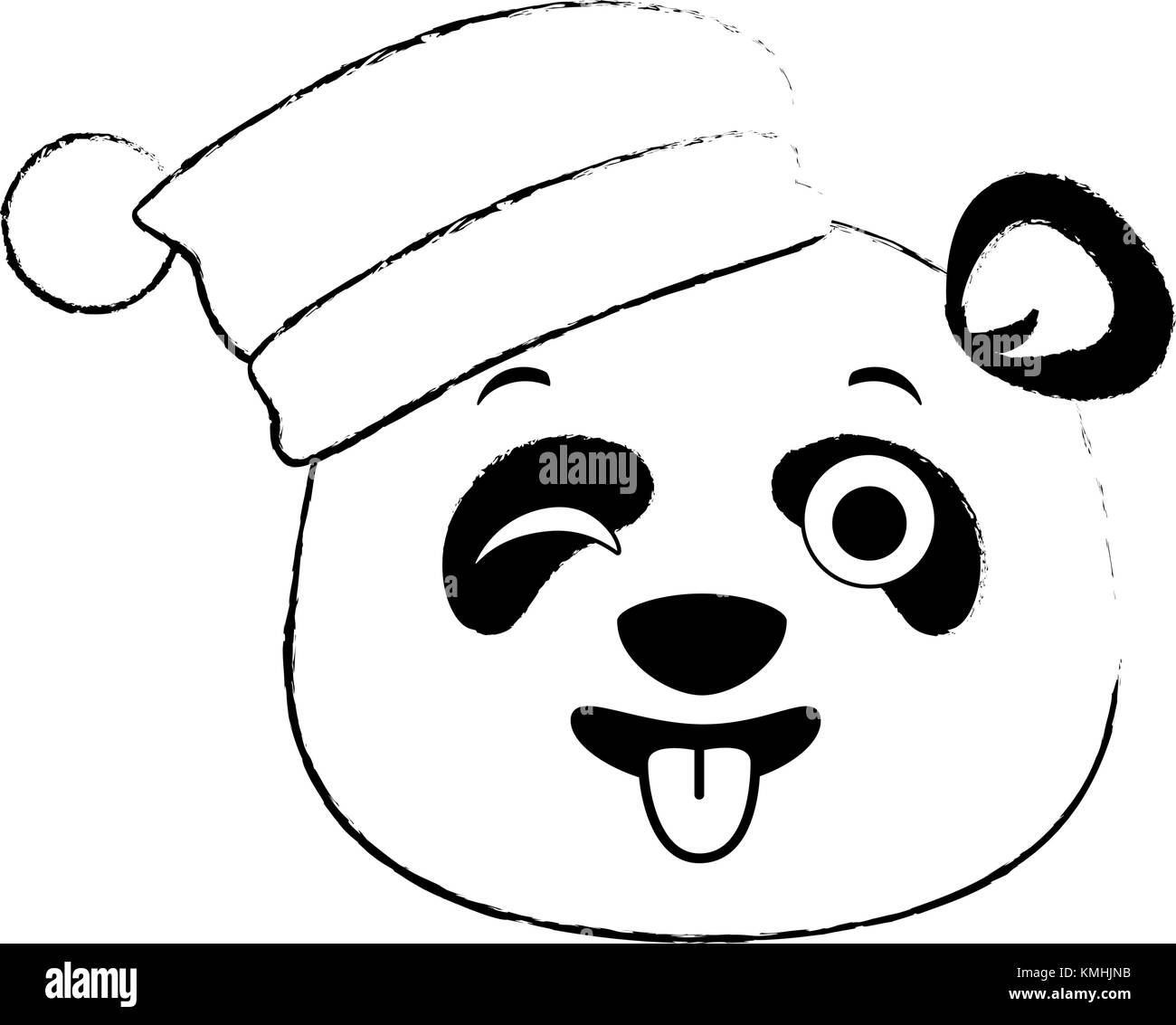 Panda mignon kawaii emoji fou Illustration de Vecteur