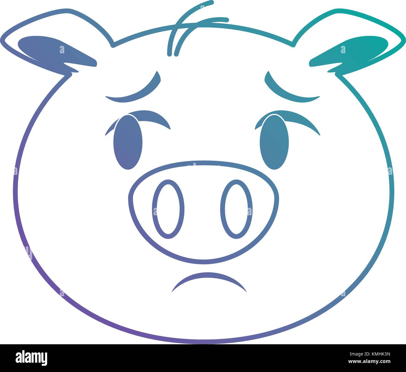 Kawaii emoji cochon triste Illustration de Vecteur