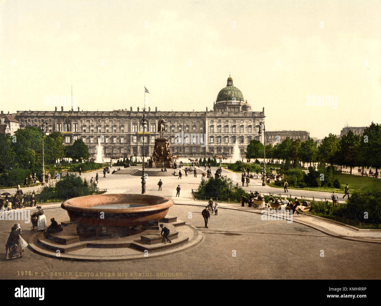 Le Berlin Stadtschloss (Palais de la ville) vers 1900 est un bâtiment historique emblématique. L'image, avec des couleurs vieilles, reflète la grande conception architecturale de palaceâ€™ et son importance dans l'histoire de BerlinÂ€™. Banque D'Images