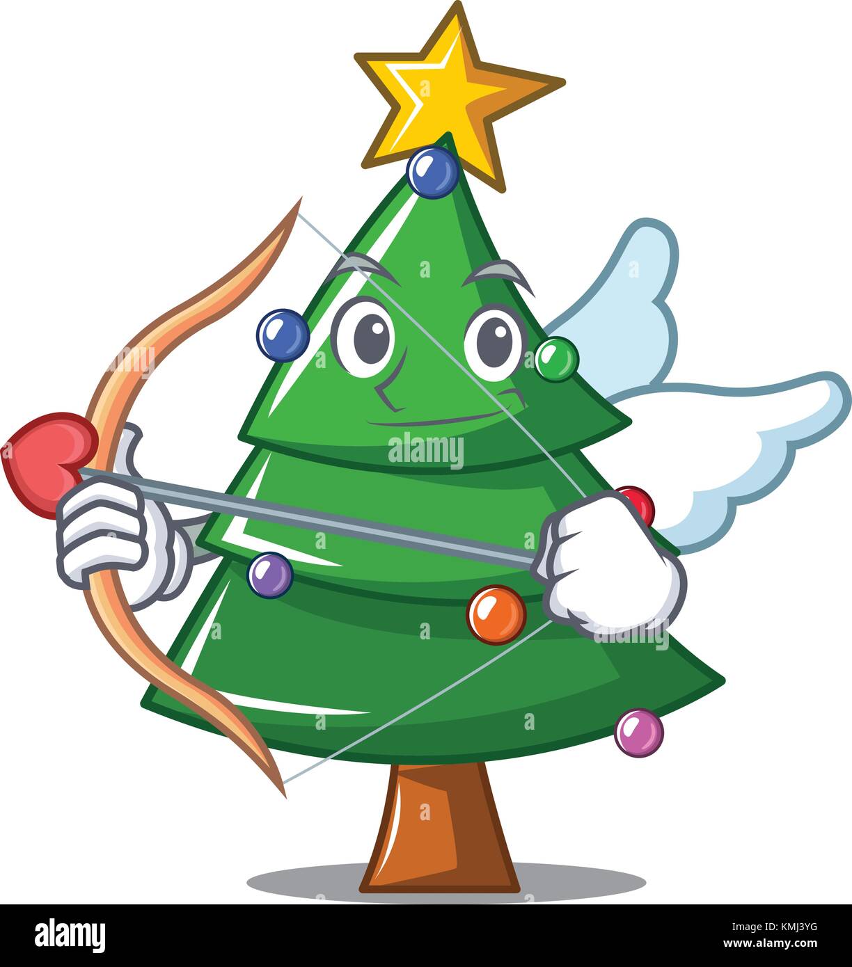 Arbre de Noël dessin animé caractère Cupidon Image Vectorielle Stock - Alamy