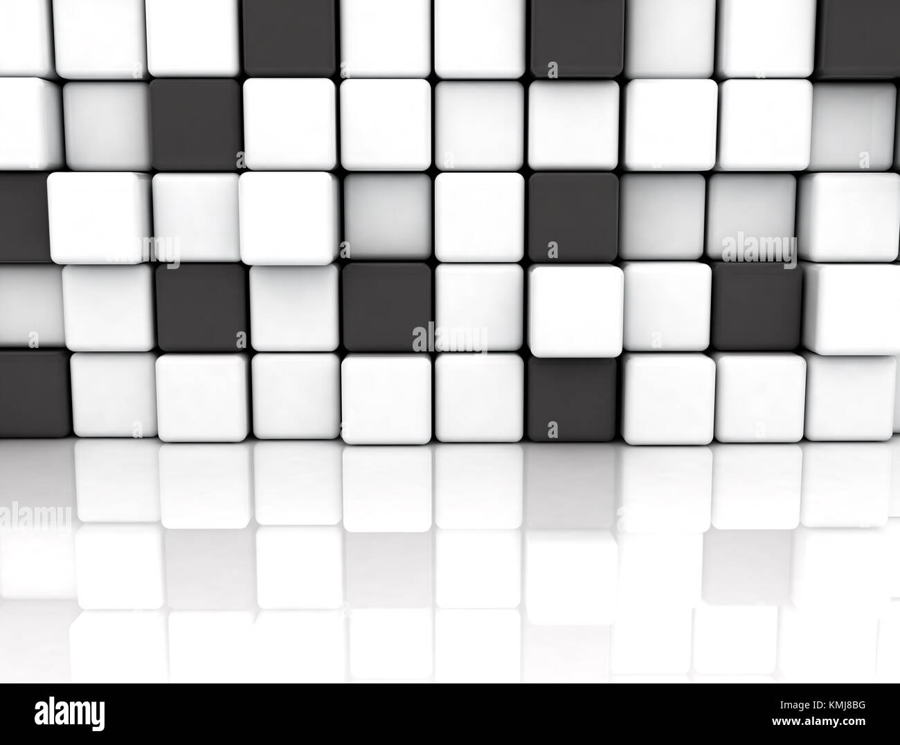 3d abstrait noir et blanc mur boîtes Banque D'Images