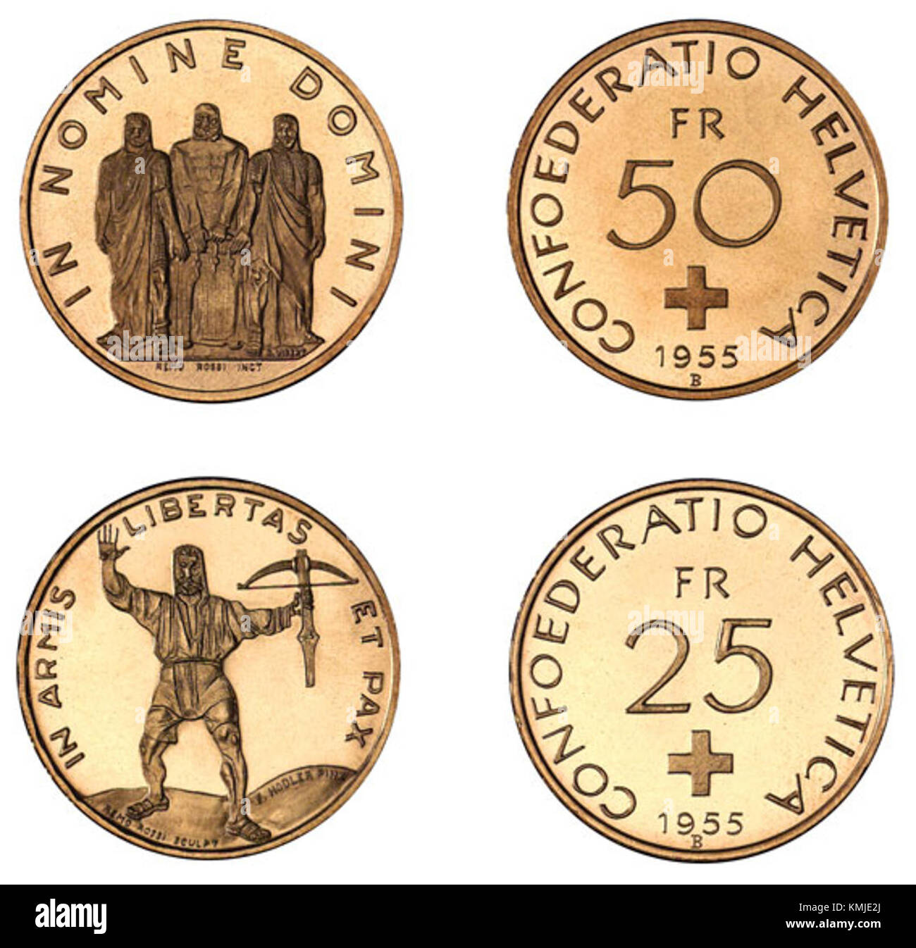 Les billets de 25 CHF et de 50 CHF de 1955 représentent la monnaie suisse, reflétant la conception historique et le système monétaire de la Suisse au milieu du XXe siècle. Banque D'Images