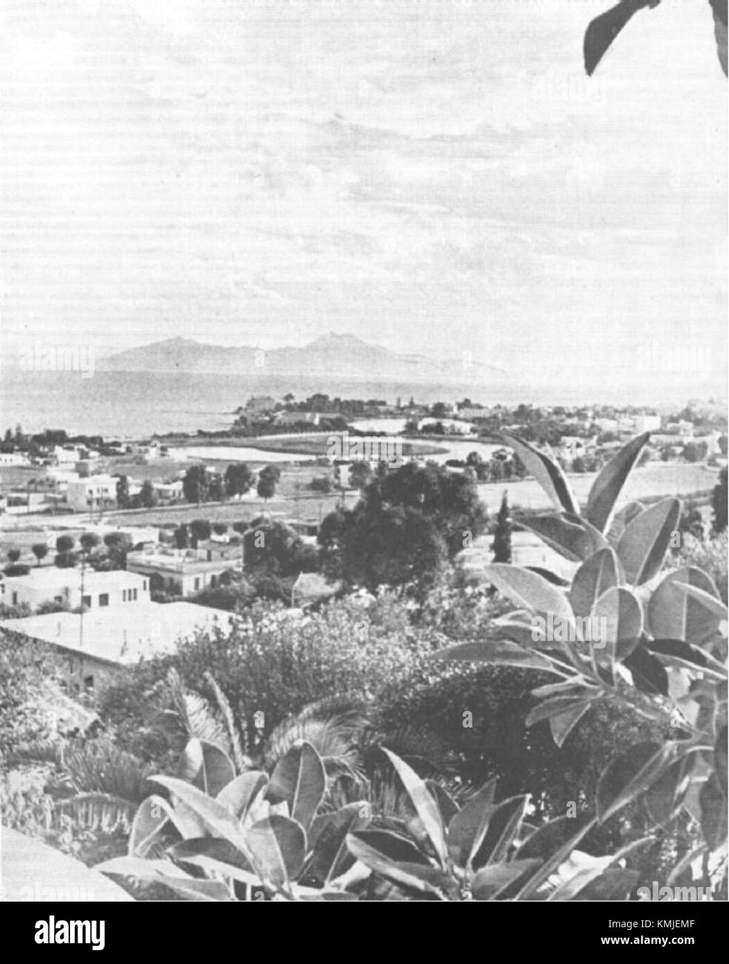 Une vue panoramique sur Carthage et le golfe de Tunis, mettant en valeur la riche histoire et la beauté naturelle de la région en Tunisie. Banque D'Images