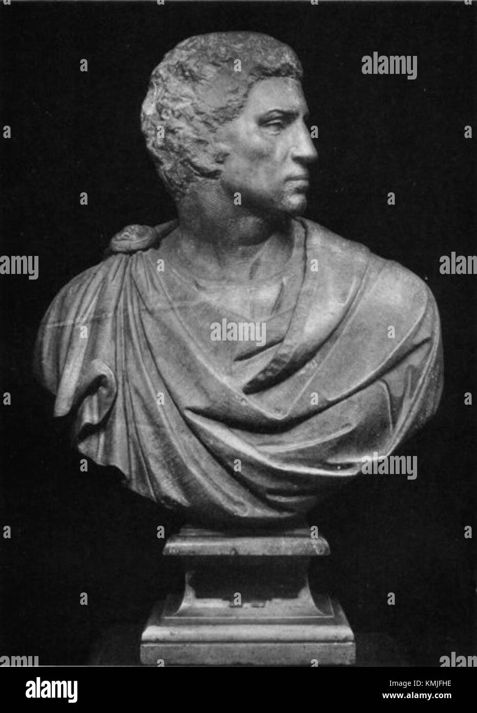 Brutus de Michel-Ange est une sculpture en marbre représentant Marcus Junius Brutus, le sénateur romain et l'un des conspirateurs de l'assassinat de Jules César. La sculpture met en valeur le talent de Michel-Ange dans la création de figures réalistes. Banque D'Images