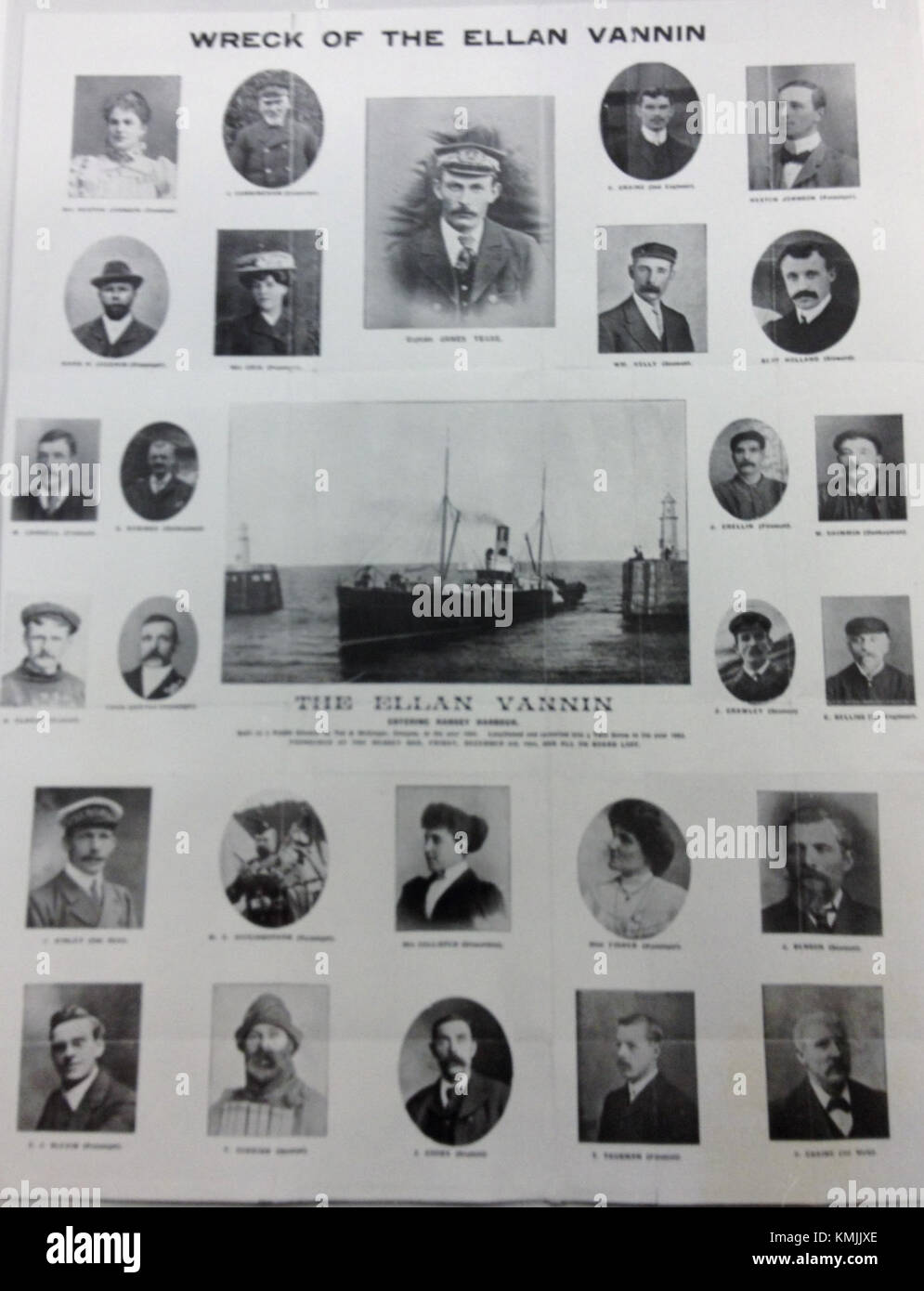 L'image représente l'équipage de l'Ellan Vannin, un navire connu pour son importance historique. L'équipage représente la culture maritime de l'époque, capturée dans une photographie historique. Banque D'Images