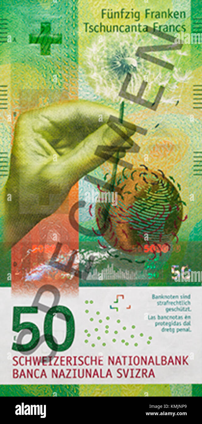 CHF 50 9 le recto fait référence à une dénomination monétaire spécifique, potentiellement liée au francs suisses (CHF), le nombre indiquant le montant et le dessin du recto. Banque D'Images