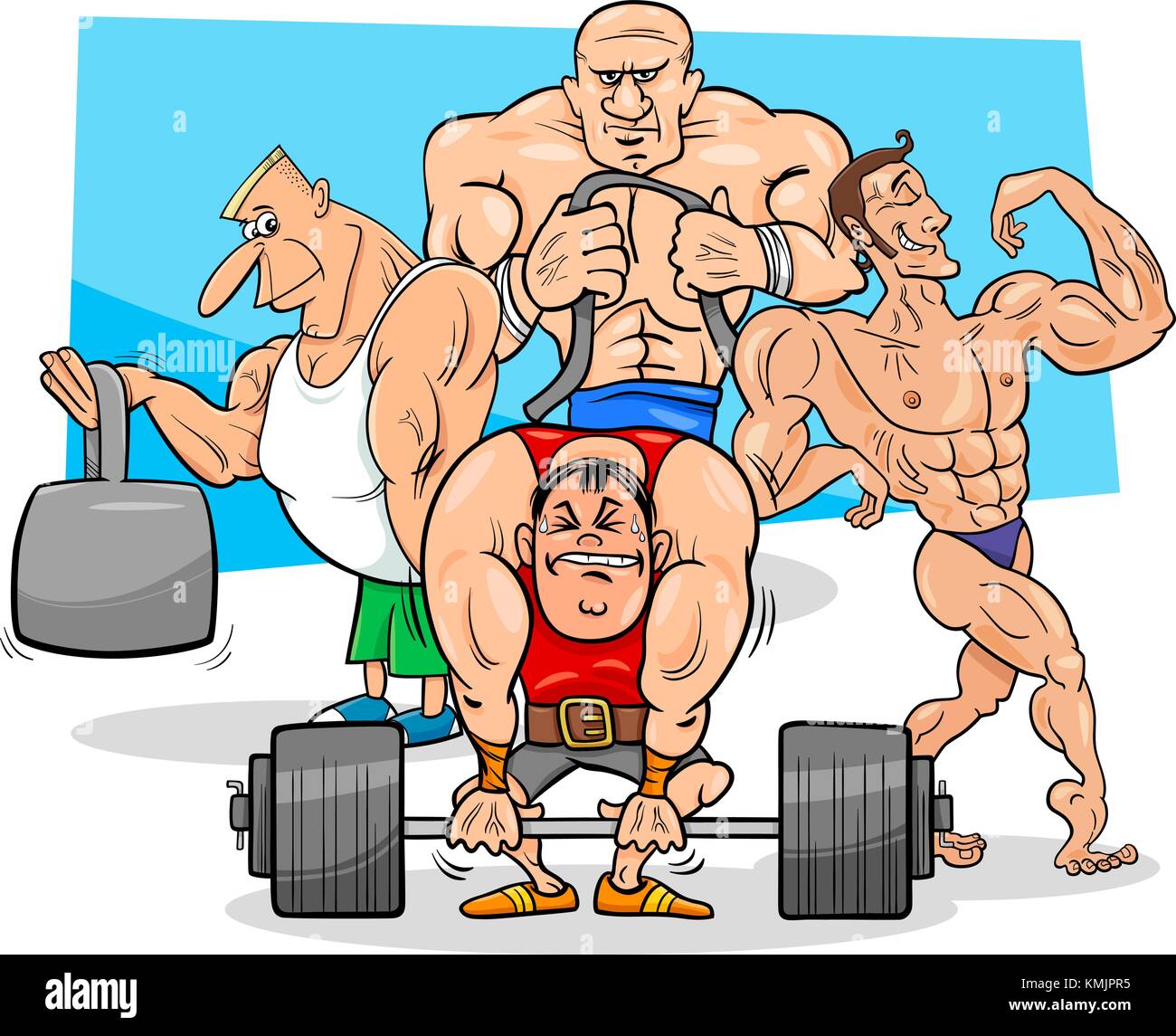 Cartoon illustration d'hommes musclés ou les sportifs à la salle de sport Illustration de Vecteur