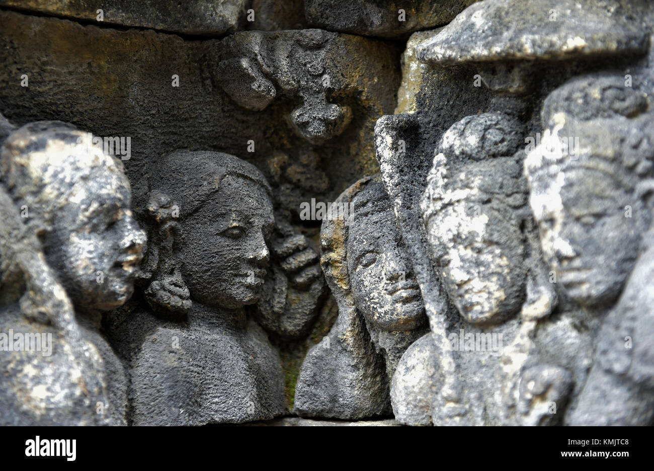Détail de l'allégement sculpté au temple de Borobudur à Yogyakarta, java, Indonésie. Banque D'Images