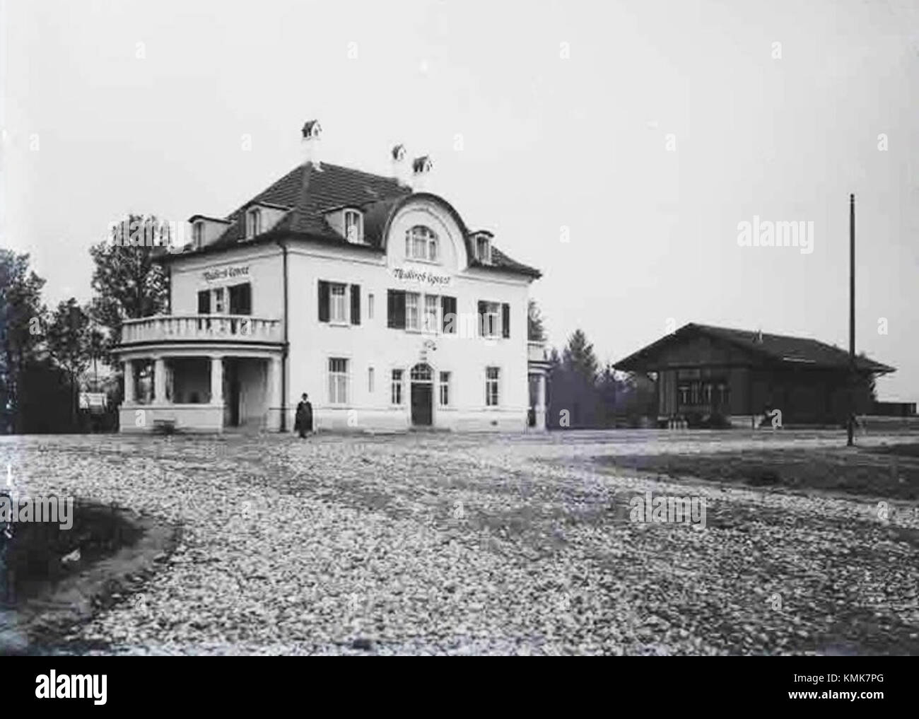 Photographie aérienne de BT Neukirch-Egnach, une centrale électrique suisse située entre le lac de Constance et les Alpes suisses, connue pour sa production d’énergie hydroélectrique. Banque D'Images