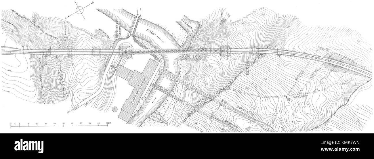 Un plan du Sitterviadukt, un viaduc ferroviaire historique en Suède, montrant la conception structurelle et l'architecture de ce monument. Banque D'Images